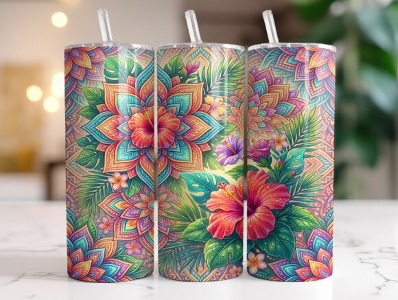 Boho Mandala Tropical Flower Tumbler PNG Review