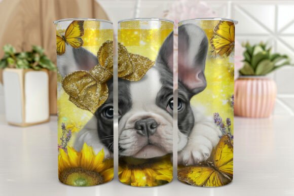 Bulldog Tumbler Wrap PNG 20 Oz Skinny