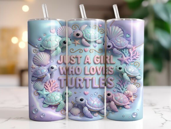 Cute Sea Turtle 20oz Tumbler Wrap PNG Review