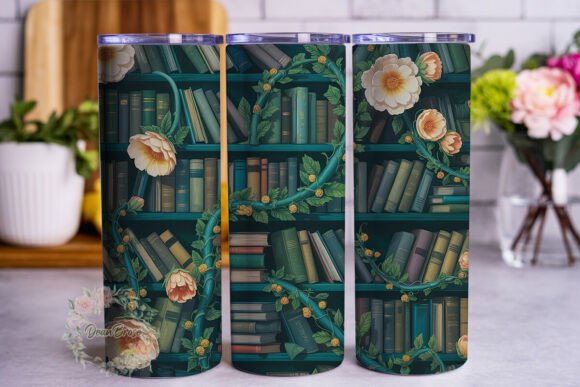 Enchanted Bookshelf Floral Tumbler Wrap Design Review