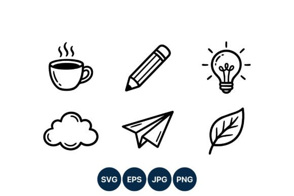 Line Art Icons for Embroidery Projects