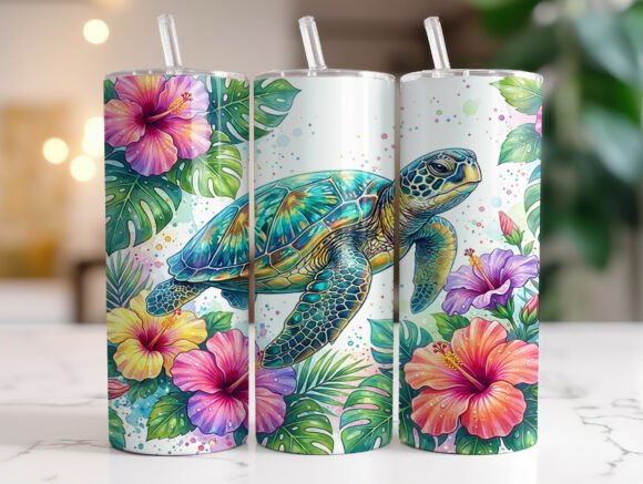 Ocean Sea Turtle Floral Summer Tumbler Review