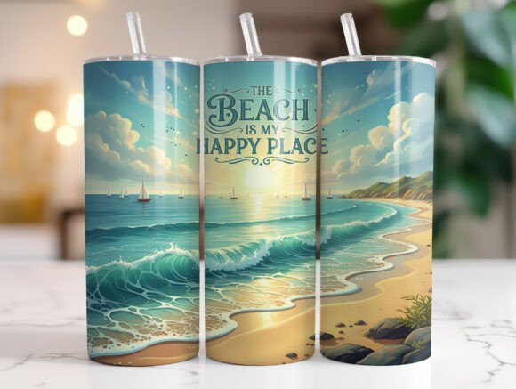 The Beach is My Happy Place Tumbler Wrap