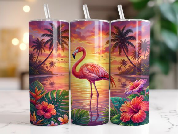 Tropical Flamingo Sunset Beach Tumbler Review