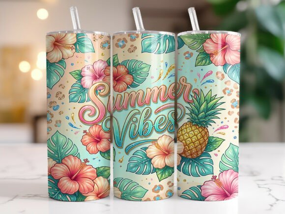 Tropical Summer Vibes Floral Tumbler PNG Review
