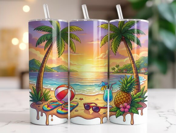 Vibrant Tropical Beach Sunset Tumbler Review
